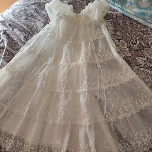 Vintage 1954 Baby Girl Christening Dress Set Outfit with Dress, Slip, Hat & Coat - Picture 2 of 9